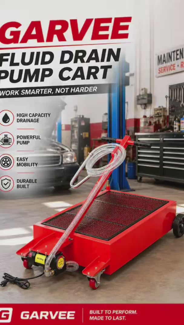 Garvee 20 Gallon Electric Oil Drain Pan with 110V Pump & 8 Ft Hose, Low Profile & T Folding Handle Oil Drain Cart for Truck, Cars, SUVs