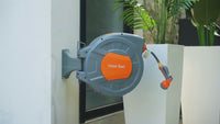 Garvee Garden Hose Reel, 1/2 in x 100 ft Wall Mounted Retractable Reel with 9-Function Nozzle, Any Length Lock, 180° Swivel, Auto Rewind