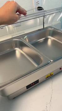 Garvee 9.5QT(1x1/1+ 2x1/2Pan)Electric Chafing Dish with Temperature Control, Stainless Steel Buffet Servers and Warmers, Electric Chafing Dish Set with Temperature Control for Catering