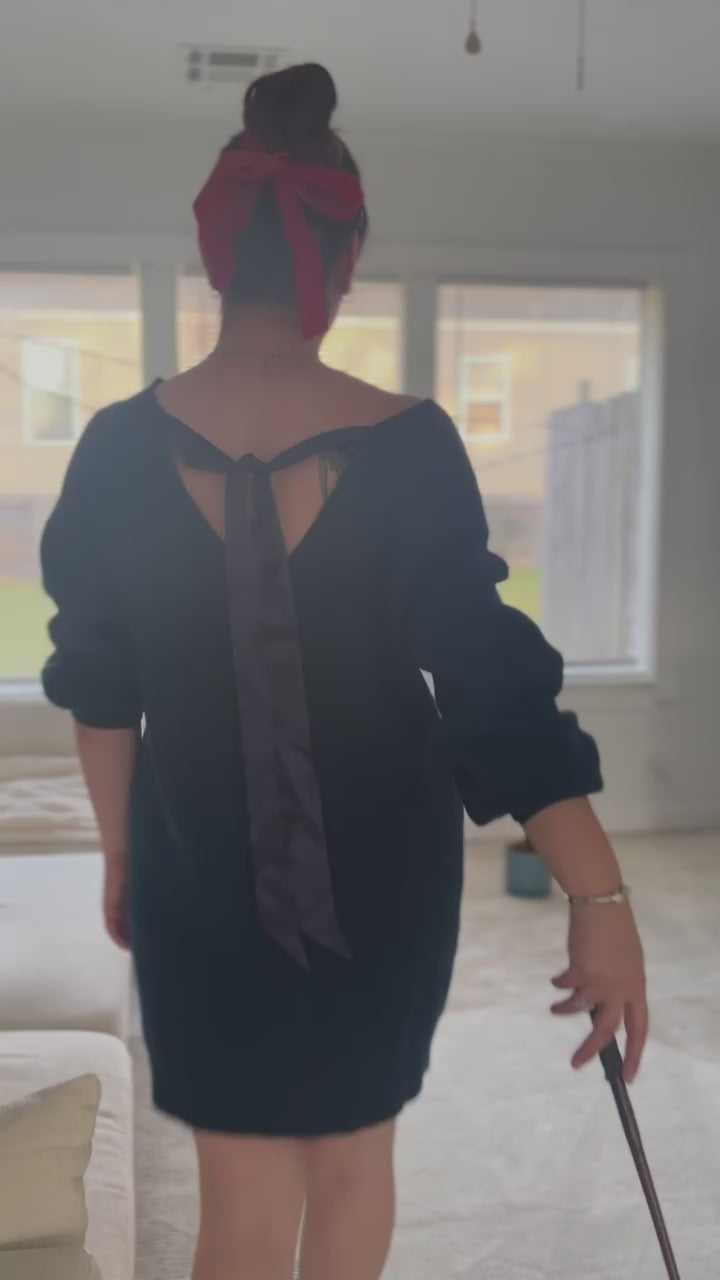 Garvee 7.5FT Pencil Christmas Tree Prelit, Black Gradient Snow Flocked Holiday Decoration Xmas Tree with 300 Dual Color LED Lights & 820 Branch Tips, Includes Metal Stand