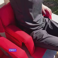 Garvee Portable Stadium Seats (Set of 2) - 24.5" Extra Wide Bleacher Chairs with Back Support, Thick Padded Cushion & Storage - Red