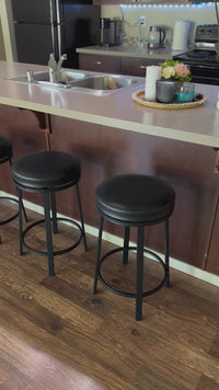 Garvee 24" Swivel Bar Stools Set of 4 with Footrest, Modern Counter Height Barstools with PU Leather Upholstered and Metal Frame, Backless Round Bar Stools for Kitchen Island, Black