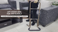 Garvee Height Adjustable Stand Assist Aid for Elderly, Aluminum Sit to Stand Lift with Stepped Padded Handrails, Portable Standing Assist Device with Anti-Slip Base, Supports Up to 440 lbs