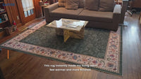 Garvee 8' x 10' Floral Area Rug, Washable Stain-Resistant Low-Pile Vintage Rug for Living Room, Bedroom, Dining Room & Office, Green