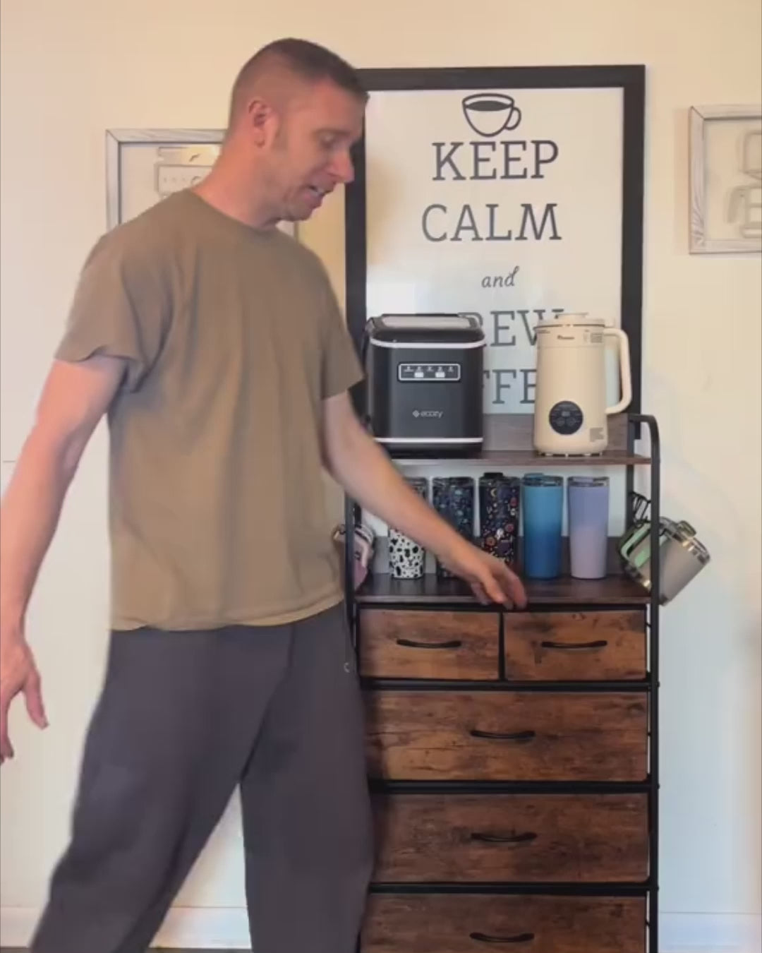 Garvee 5 Drawers Dresser for Bedroom with Shelf ,Chest of Drawers & Storage Drawers, Tall Fabric Storage Dresser for Living Room, Organizer Unit, Easy Assembly, Rustic Brown