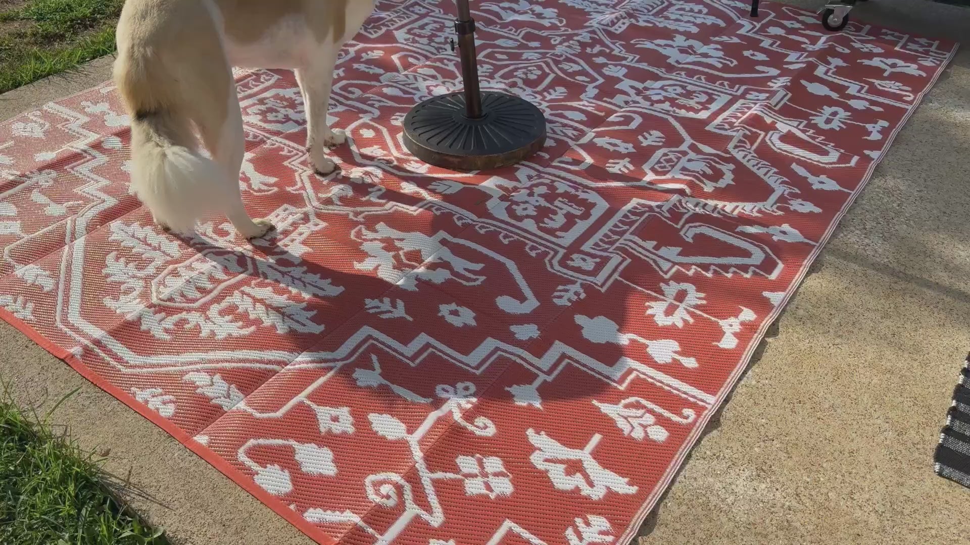Garvee Large Outdoor Rug 10x20 Waterproof Reversible Plastic Straw Rug for Patio, RV, Picnic, Backyard, Brick Red & White