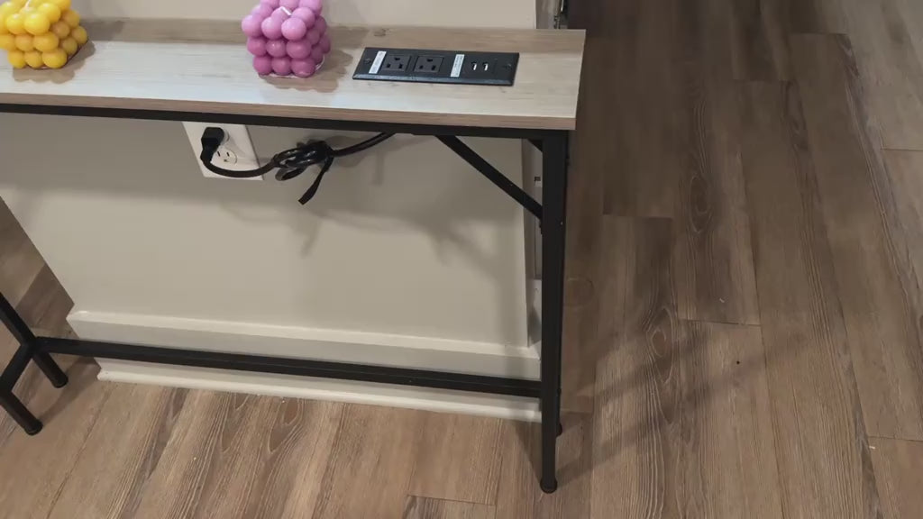 Garvee 5.9" Narrow Sofa Table with Charging Station, Slim Console Table with Storage, MDF & Metal, Modern for Living Room