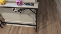 Garvee 5.9" Narrow Sofa Table with Charging Station, Slim Console Table with Storage, MDF & Metal, Modern for Living Room