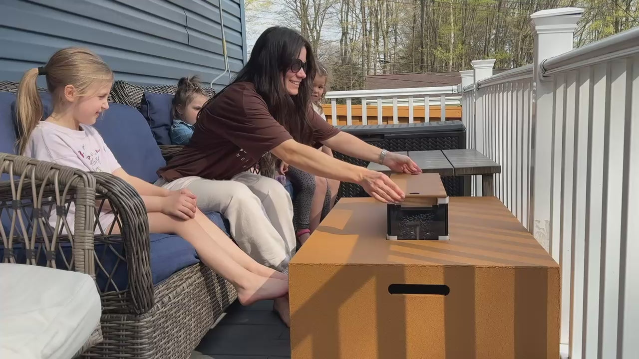 Garvee 48" 50000 BTU Propane Fire Pit Table with 13" Square Ice Bucket, Wind Guard, Fire Glass Beads, CSA Certified Outdoor Firepit, Orange