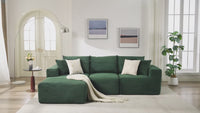 Garvee 108” Boneless Cloud Sectional Sofa for Living Room, Compressed Modular L-Shaped Sofa with Deep Seat, Frameless Corduroy Couch in Boxes, No Assembly Required 3-Seater, Left-Green