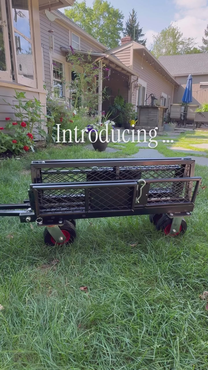 Garvee Collapsible Foldable Steel Garden Cart 360lbs, Heavy Duty Folding Utility Wagon Cart w Removable Mesh Sides, All-Terrain Wheels & 180° Rotating Handle for Camping Shopping