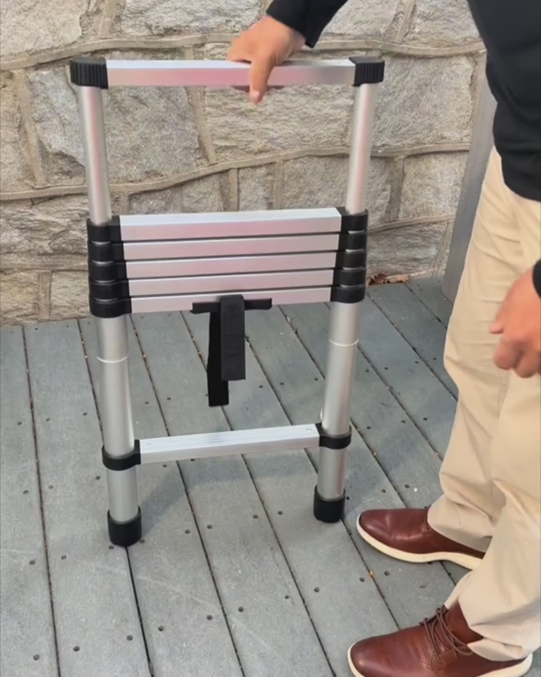 Garvee 6.6FT Aluminum Telescoping Ladder, Folding Ladder Collapsible Ladder with Non-Slip Feet, Portable Multi-Purpose Extension Ladder for Home, RV, Loft, Outdoor Work