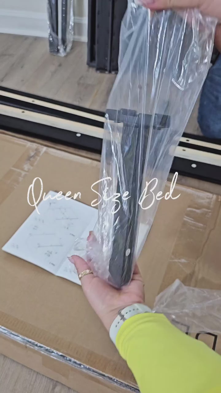 Garvee Queen Size Bed Frame with Adjustable Headboard, Linen Upholstered Platform Bed Frame with Strong Wooden Slats, Mattress Foundation, No Box Spring Needed, Easy Assembly, Gray