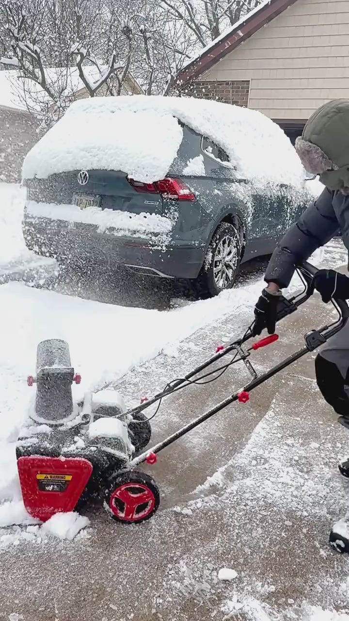 Garvee Cordless 20-Inch 20V Snow Blower with 4.0Ah Battery, 25 Ft Throw Distance, 180° Adjustable Chute, Lightweight & All-Terrain Tires, Safety Trigger, Driveway & Lawn Use