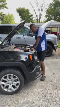 Garvee Automotive Engine Creeper, 48-66" Adjustable Height, Foldable Steel Frame Thick Cushion 6 Swivel Wheels Tool Pouch for Car Repair, Black