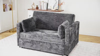 Garvee Convertible Corduroy Loveseat Sleeper Sofa Bed, Adjustable Backrest, Pull-Out Bed, Built-in Charging Station, Side Pockets - Perfect for Living Room, Bedroom, Apartment - Dark Gray