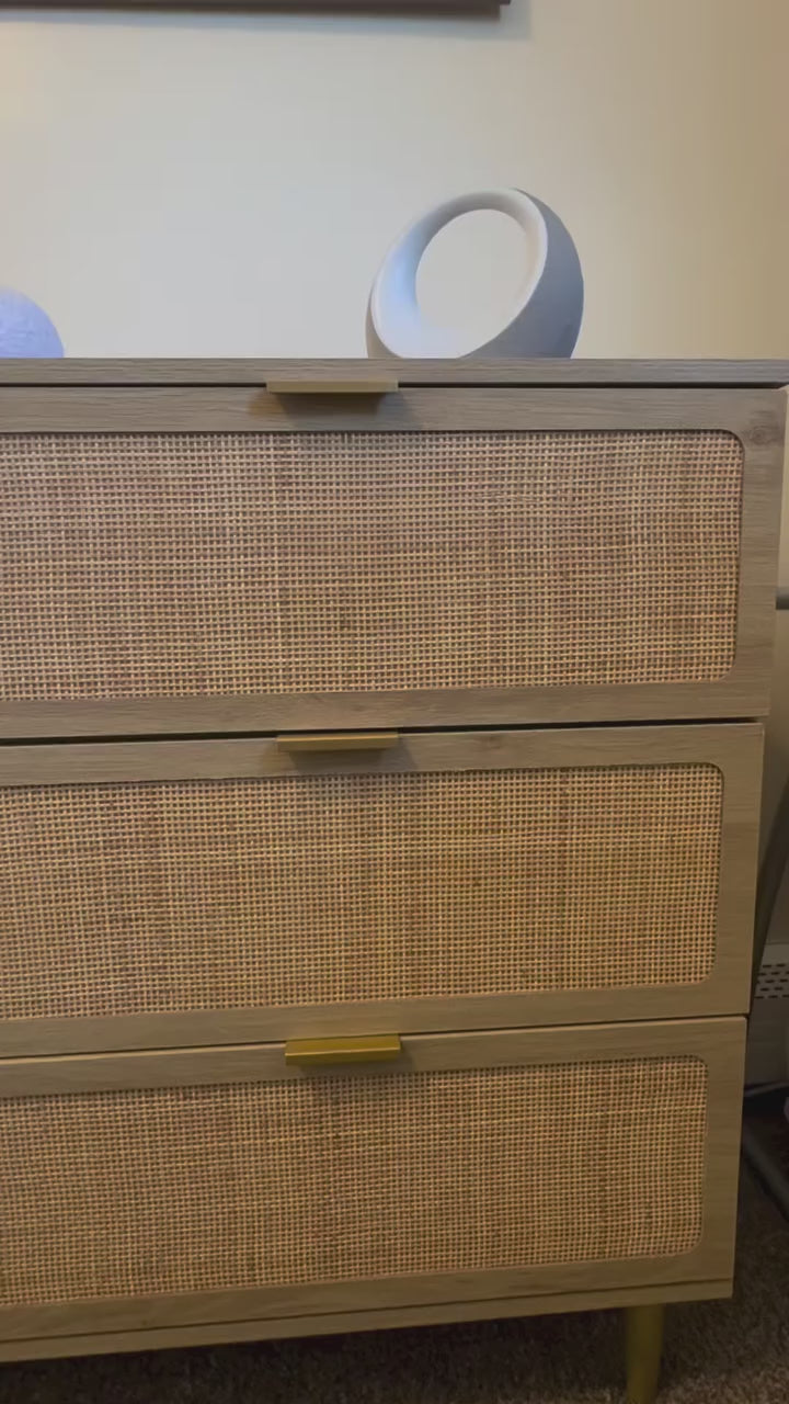 Garvee Rattan 6 Drawer Dresser for Bedroom, Large Double Dresser with Deep Drawers, Wooden Chest of Drawers for Closet with Wide Top, for Living Room, Hallway, Kids Room, Natural