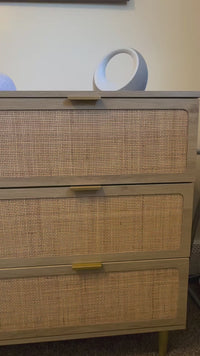 Garvee Rattan 6 Drawer Dresser for Bedroom, Large Double Dresser with Deep Drawers, Wooden Chest of Drawers for Closet with Wide Top, for Living Room, Hallway, Kids Room, Natural