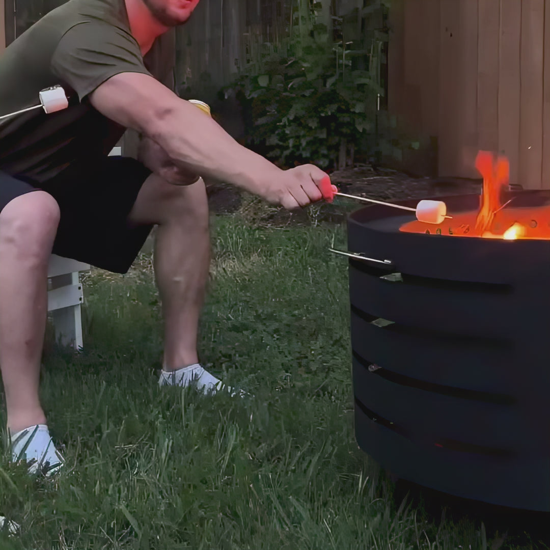 Garvee 26" Smokeless Fire Pit - Outdoor Wood Burning Bonfire with Removable Ash Pan, Bamboo Lid & Weather-Resistant Cover, Portable for Patio & Camping, Black