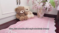 Garvee Scalloped Bow Rug Solid Pink Washable 5x7 Non-Slip Soft Low Pile for Living Room Dorm Nursery Kids Room