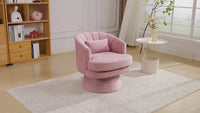 Garvee 360° Swivel Barrel Accent Chair with Lumbar Pillow, Soft Upholstered Single Armchair, Round Base for Living Room/Bedroom/Vanity - With lumbar pillow | velvet | pink