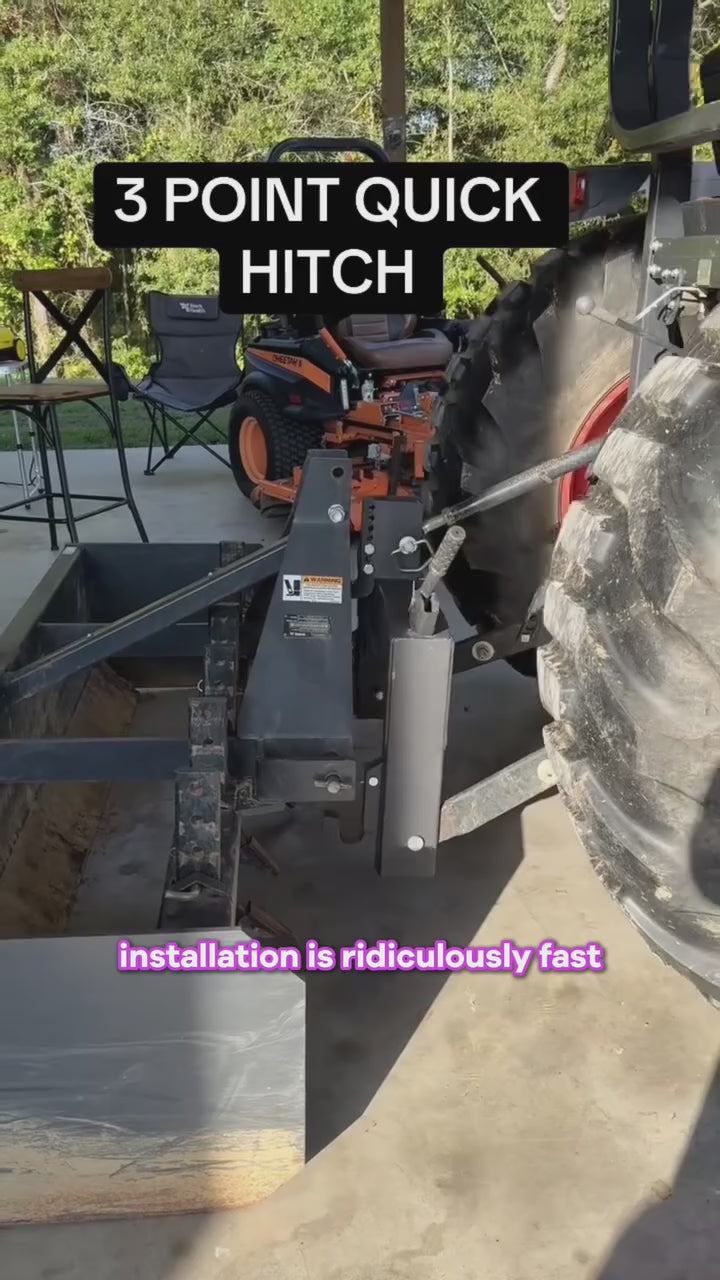 Garvee Category 1 3-Point Quick Hitch – 3000Lbs Lift Capacity, Black Powder Coat & No Bushings Required