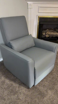 Garvee Swivel Rocking Nursery Recliner Chair Rocker Recliner Glider Deep Seat PU Leather Sofa Chair with high Backrest for Nursery, Living Room, Bedroom & Home Movie Theater (Gray)