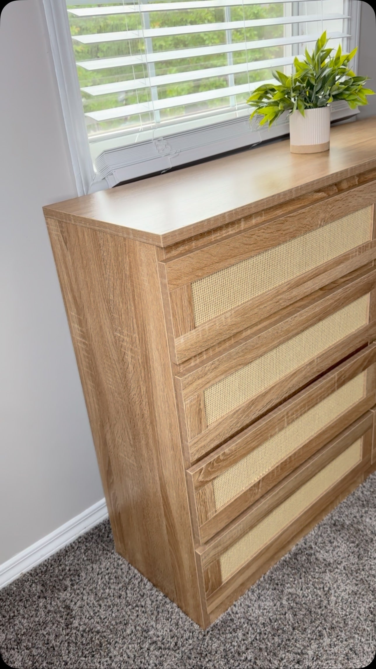 Garvee 8 Drawer Double Dresser - Modern Rattan Chest, Wooden Frame, Ample Storage, Anti-Dumping Device, Bedroom, Living Room, Entryway