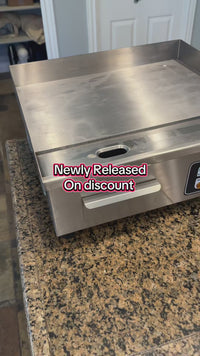 Garvee 18-Inch Commercial Electric Grill 1600 Watts Non-Stick Stainless Steel Adjustable Temp 122°F-572°F for Home & Restaurant