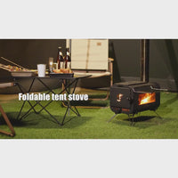 Garvee Outdoor Portable Wood Burning Stove for Camping - Cast Iron Tent Stove with View Glass & Chimney Pipes, Ideal for Ice Fishing, Cookout & Travel