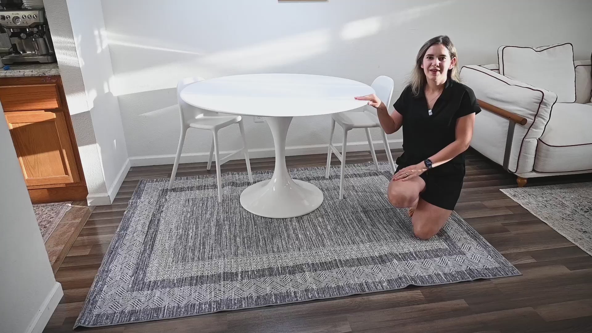 Garvee Bordered Grey 10x13 Large Washable Geometric Area Rug Non Slip Non Shedding Floor Carpet, Modern Bordered Rug, Distressed Gray Rug, Indoor Printed Rug for Living Room, Bedroom, Office