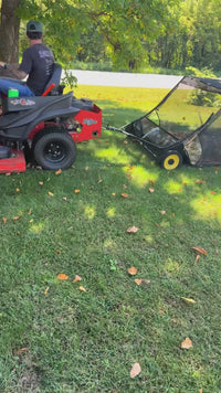 Garvee 50" Tow-Behind Lawn Sweeper - 27 cu.ft. Heavy-Duty Grass & Leaf Collector with Adjustable Height & Dumping Rope Design, Black