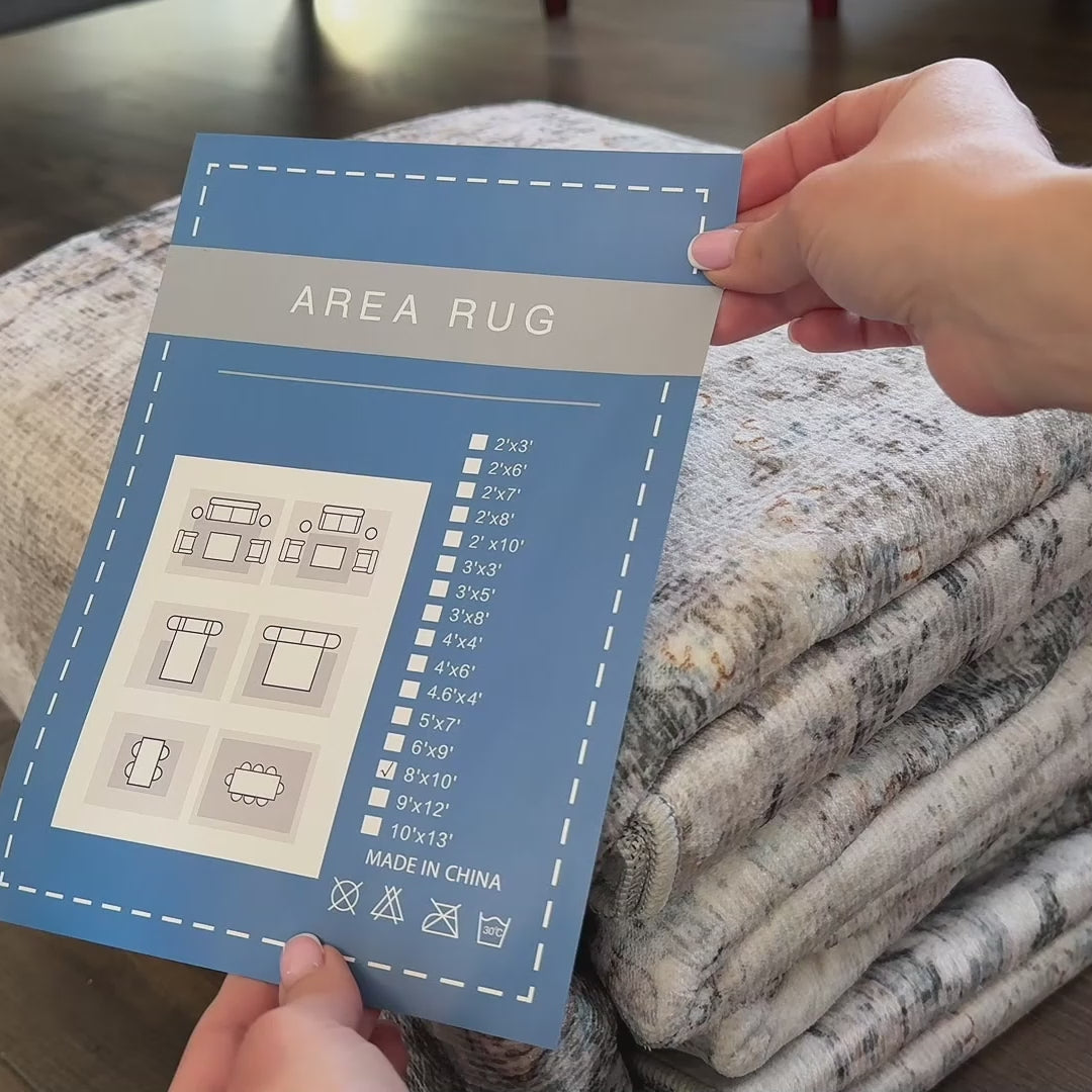 Garvee Vintage Area Rug 8x10 Large Living Room Area Rug Machine Washable Bedroom Rug Soft Distressed Dining Room Rug Low Pile Non Slip Throw Floor Carpet Medallion Rug for Home Office, Sage