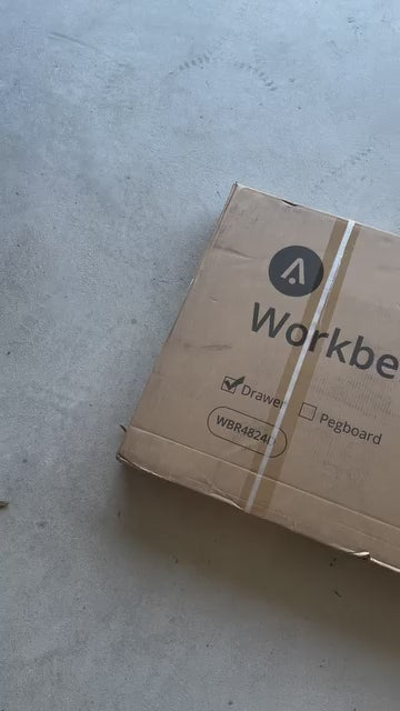 Garvee 48" x 24" Adjustable Workbench, 2000 lbs Capacity Heavy Duty Rubber Wood Table with Drawer & 4 Rolling Casters, Metal Frame, Wood Top Workstation for Workshop Office Home Garage - without back panel light strip