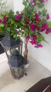 Garvee 4ft Artificial Bougainvillea Tree, Tall Potted Fake Bougainvillea Trees, Faux Tree with Wood Trunk and Pink Flowers for Outdoor Indoor