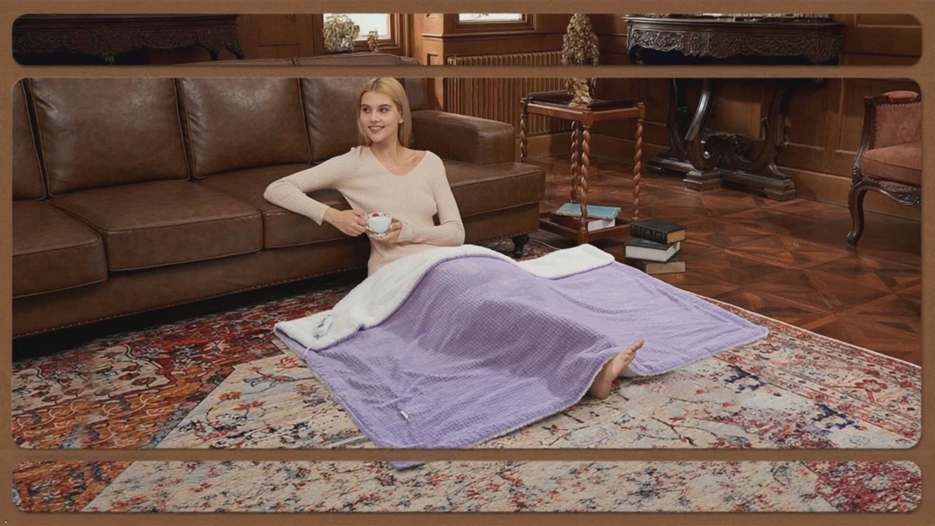 Garvee Electric Heated Blanket King Size with Dual Controllers, Fast Heating Throw with 4 Adjustable Heat Levels, Soft Waffle Embossed, Machine Washable, 90"x100" Purple