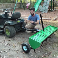 Garvee 48" Tow-Behind Lawn Plug Aerator for Tractor, Heavy-Duty Steel Core Tines, Universal 1.2" Hitch, Reinforced Weight Tray, Pneumatic Wheels