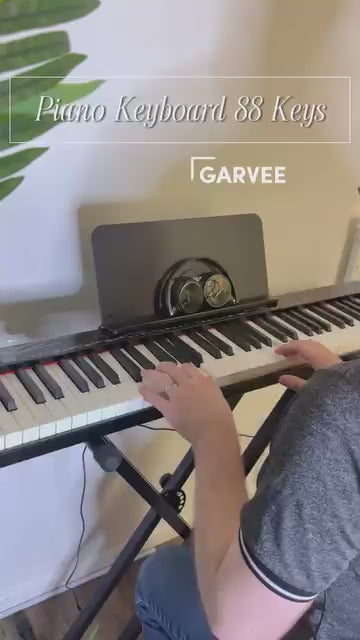 Garvee Piano Keyboard 88 Keys Semi-weighted, Full-Size Electric Keyboard Piano for Beginners,Portable Keyboard with Stand,Headphones,Sustain Pedal,Handbag,Bluetooth, USB MIDI