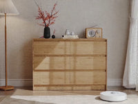 Garvee 6 Drawers Dresser for Bedroom, 47" Wide Wood Dressers & Chests of Drawers with Handle-less Design Design, Wooden Storage Organizer Cabinet for Living Room/ Home/Farmhouse(Natural Oak)