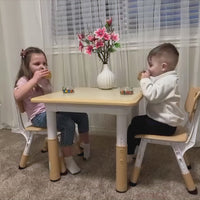 Garvee Kids Table and 2 Chairs Set with Graffiti Desktop, Height Adjustable Toddler Table and Chairs Set, 4 in 1 Activity Table Play Table for Reading, Drawing, Playing, Eating