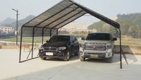 Garvee 20'x20'x13' Metal Carport Heavy Duty Steel Frame, Snow Load 14,000 lbs, 27 Gauge Sheet Metal Roof, Rust-Resistant Coating, Easy Assembly, Permanent Shelter for Boats & Trucks