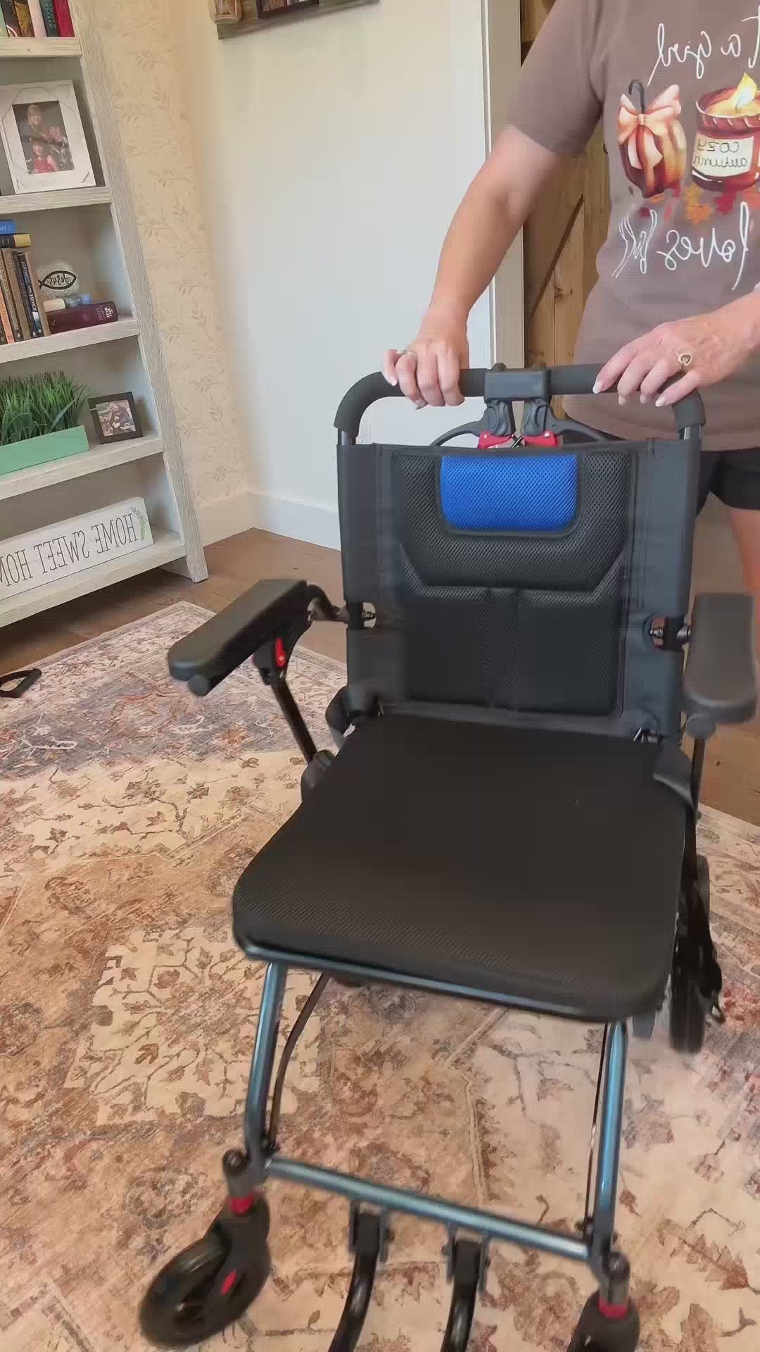 Garvee Ultra-Light Portable Folding Wheelchair, Travel-Friendly with Handbrake, 220 lbs Capacity, Ideal for Elderly & Children, 35.4"x21.3" Unfolded Dimensions