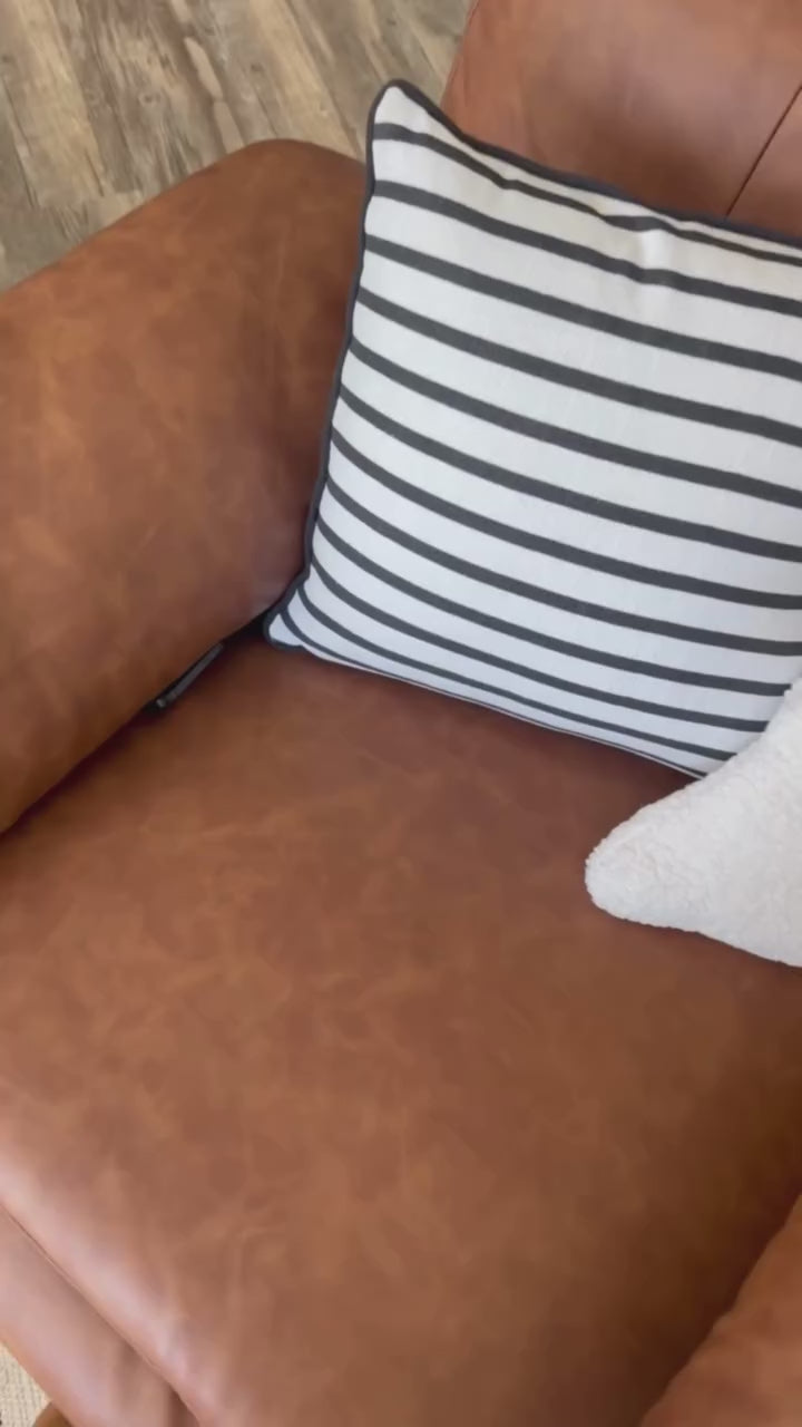 Garvee Recliner Chair for Adults, PU Leather Manual Recliner with Side Pocket, Lazy Chair with 1.5X Sponge Comfort Arm and Back for Living Room, Bedroom, Brown