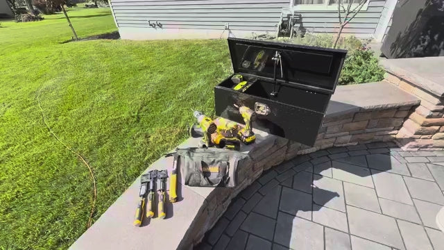 Garvee 30 Inch Aluminum Truck Tool Box, Truck Bed Storage Box with Security Lock and Wider Handles, Heavy Duty Waterproof Tool Box Organizer Chest for Pick Up Truck Rv Trailer - Black