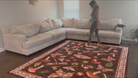 Garvee Brown 8x10 Mushroom Rug for Living Room Non Slip Washable Rug for Bedroom With Rubber Back Soft Low-Pile Stain Resistant Foldable Large Carpet for Office Nursery Dining Room