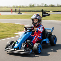 Garvee Ride - G Series: 24V Kids Ride on Go Kart, 7.5mph Variable High Speed Drifting Car, 7ah Battery 200W*2 Motors ,Length Ajustable Max Load 135lbs, Power Display Racing Toy for for Kids Child 6+ ,Blue