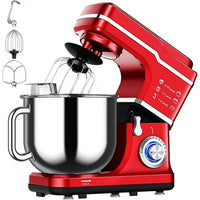 Garvee 7.5 QT Professional Electric Stand Mixer - 660W 10-Speed Kitchen Mixer with Stainless Steel Bowl, LED Light, and Dishwasher-Safe Accessories - Red