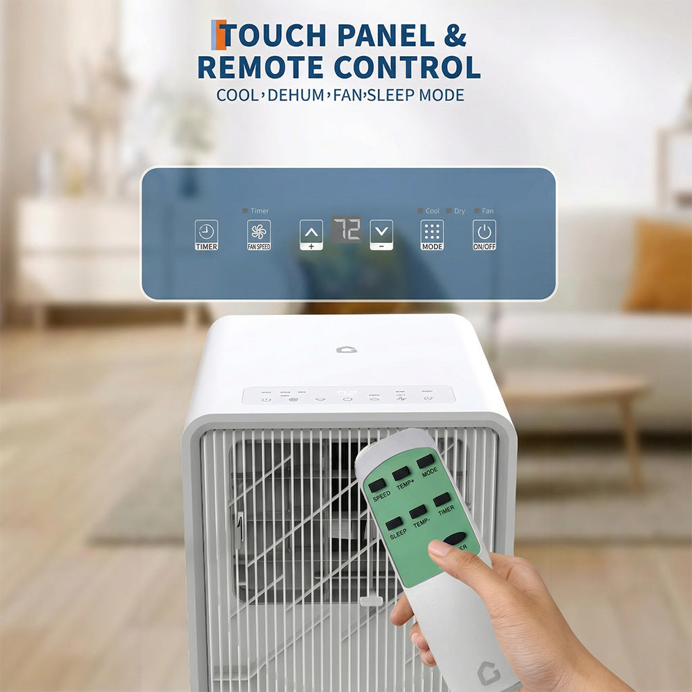 Garvee 10,000 BTU Drainage-free Portable Air Conditioner for Indoor Rooms, 3-In-1 AC Unit for Bedroom 160-215 Sq.Ft, Dehumidifier, Fan, Sleep Mode, 24 Timer, Remote Control, Window Kits, White