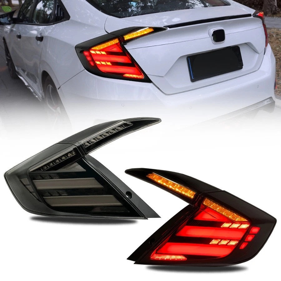 Garvee LED Tail Lights for 2016-2021 Honda Civic 10th Gen Sedan | Rear Lamps Assembly (Left + Right Pair)