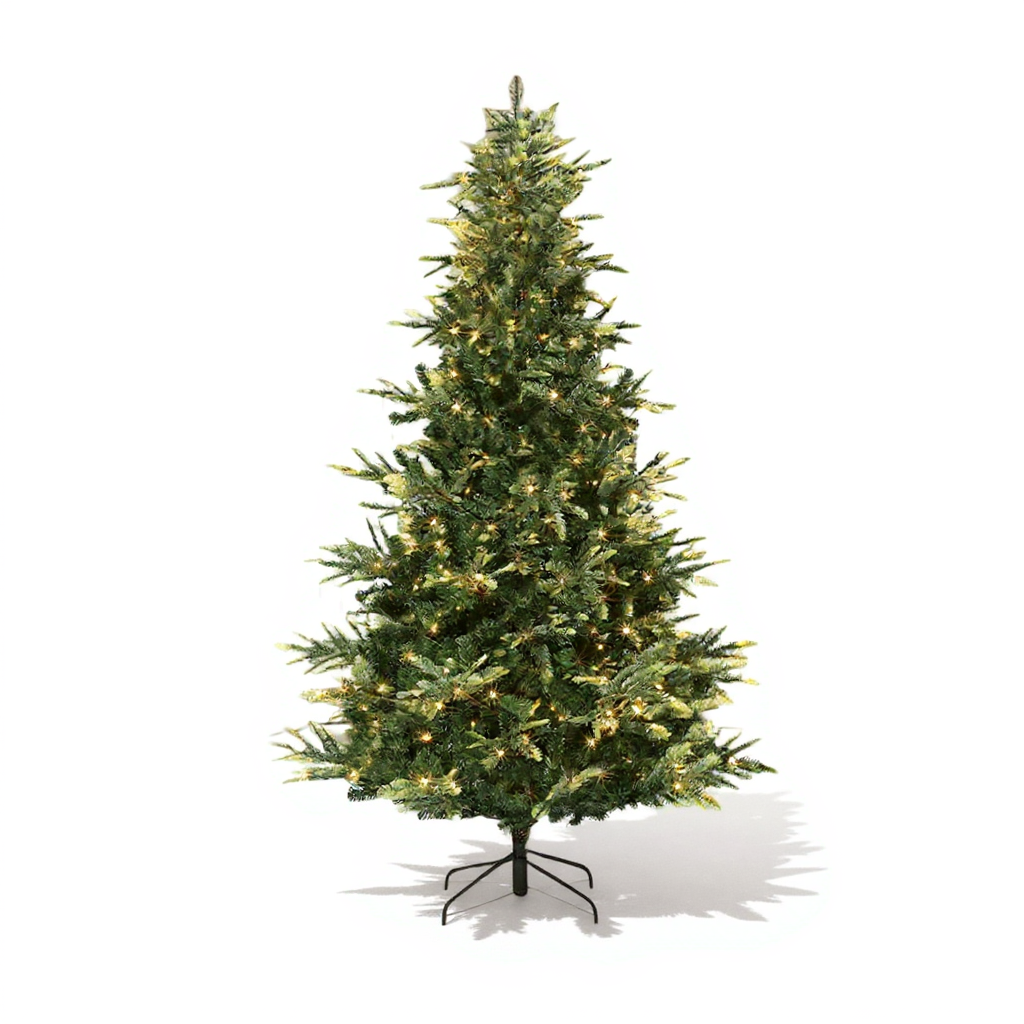 Garvee 4.5 ft Slim Aspen Fir Artificial Christmas Tree with 170 Warm White Lights, Metal Stand, Lifelike Pine Cones, Flame-Retardant, Pre-Lit Christmas Tree for Yard Home Holiday Decor